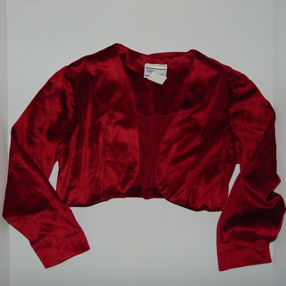 Red Velvet Dress with Crop Bolero Jacket - Size 5/6 - Picture 7 of 7